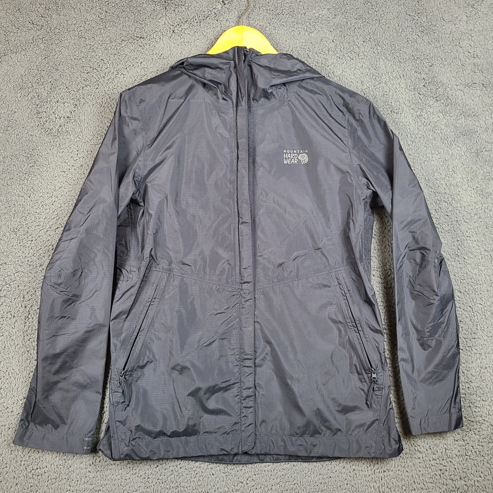 Mountain Hardwear Acadia Waterproof Hooded Rain Jacket Gray OL8290 Womens M